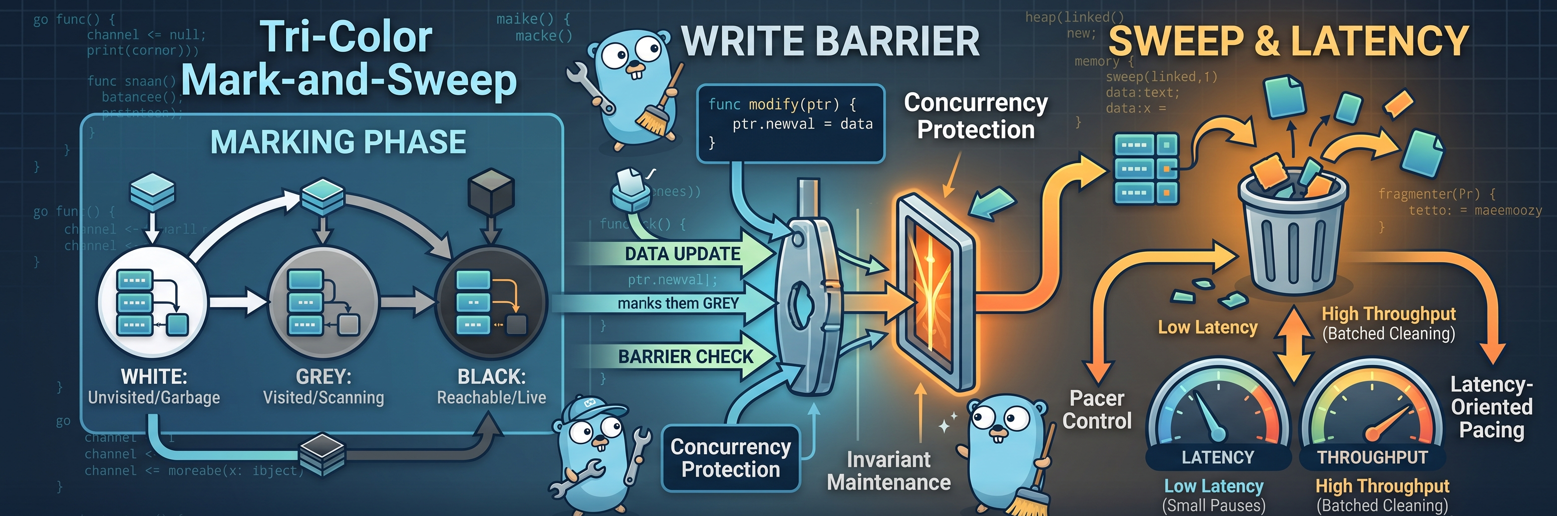 Go Garbage Collection Internals: Tri-Color Mark-and-Sweep, Write Barriers, and Latency Trade-offs Explained